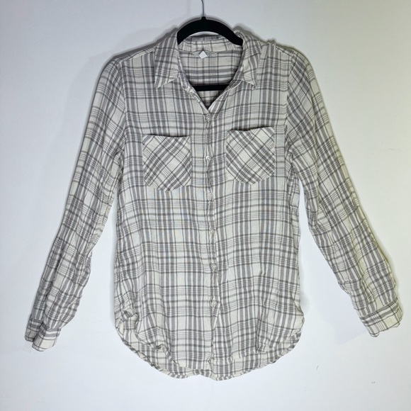 Lucky Brand Tops - 🤍 Lucky Brand Grey Plaid Button Front Shirt, Women’s Small, Cotton Blend